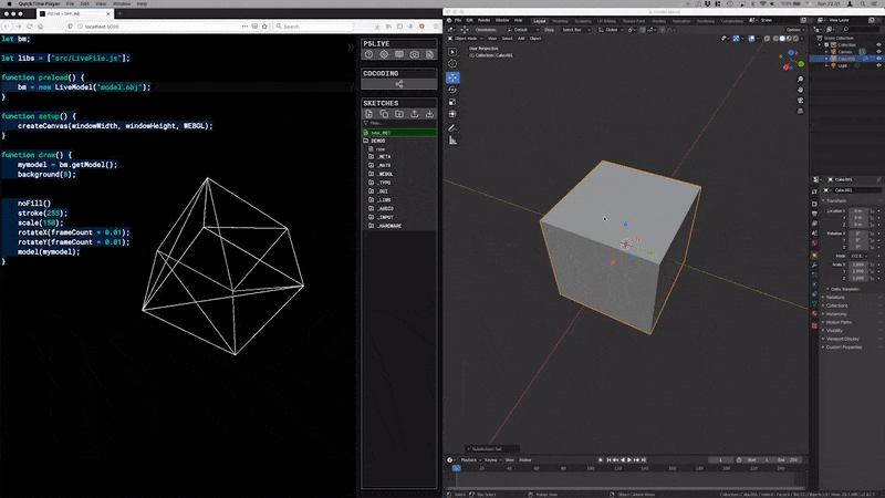 Demo of p5live with Blender